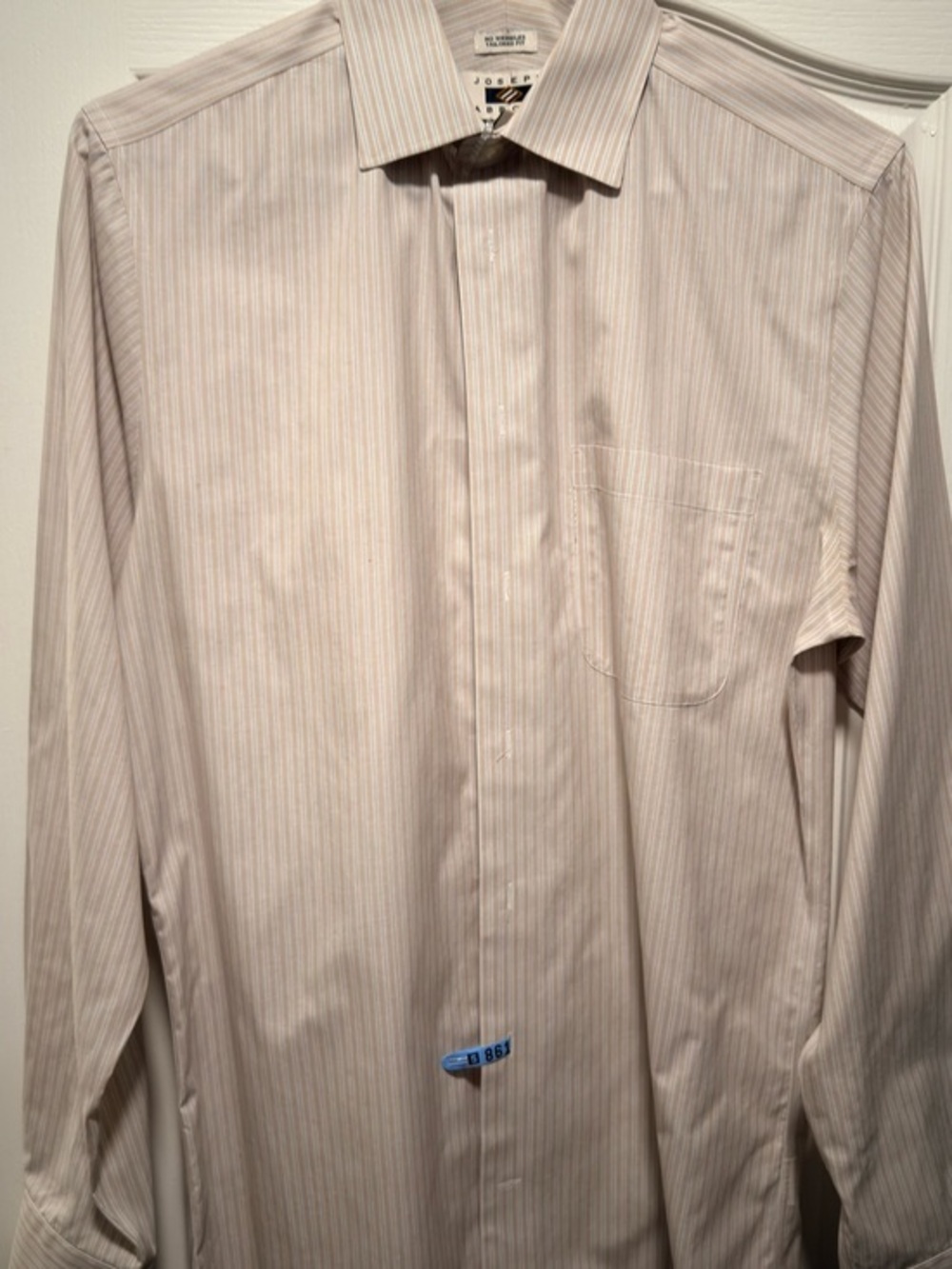 Joseph Abboud Men's Pale Pink & White Pinstripe Dress Shirt